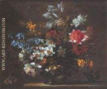 Bouquet de fleurs dans un vase translucide
