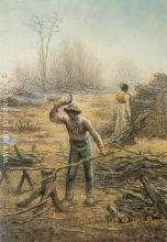 Bucheron preparant des Fagots