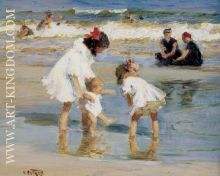 Children playing at the seashore