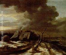 Winterlandschaft mit Aussicht Ã¼ber die Amstel nach Amsterdam